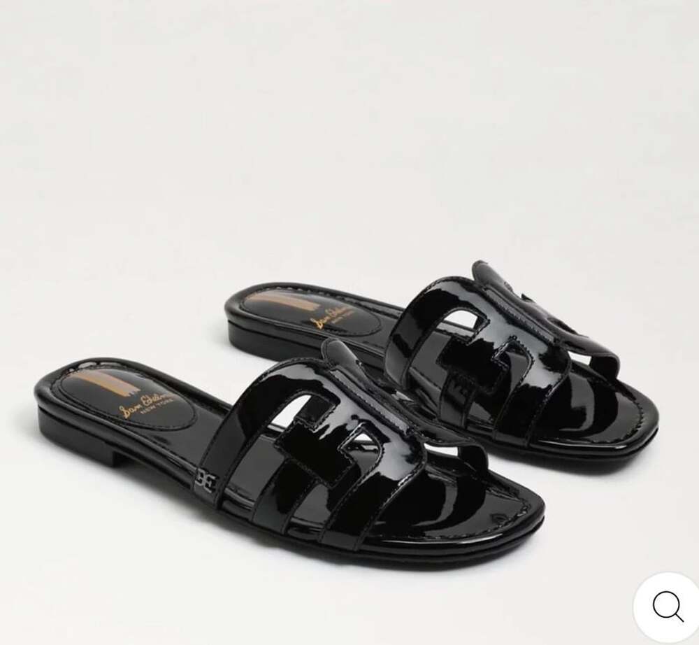 Sam Edelman Black Patent Bay Cutout Slide Sandals brand new no box size 11